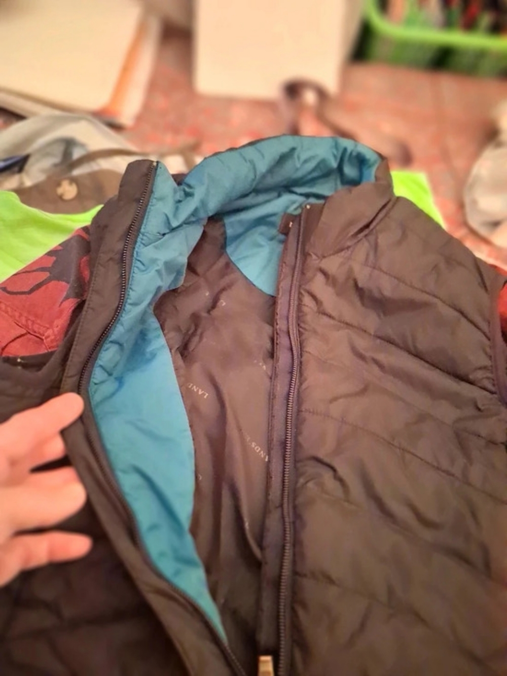 Lands' End Kids Puffer Jacket Black & Blue Size Small